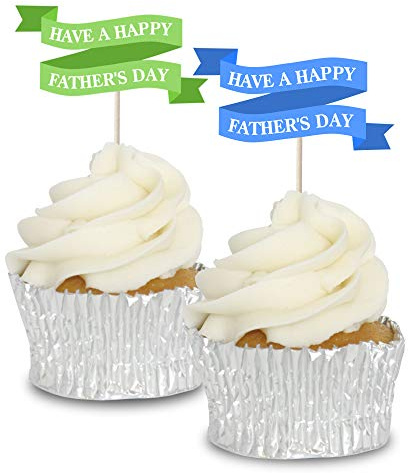 Happy Father's Day Banners - Cupcake Toppers - 12pk - Decoration Picks