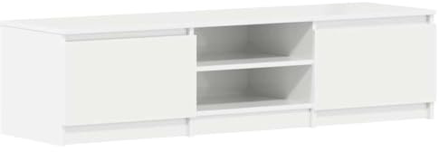 vidaXL TV Schrank mit 2 Schubladen 2 Fächern Lowboard Fernsehtisch Fernsehschrank TV Möbel Sideboard Hochglanz-Weiß 140x40x35,5cm Holzwerkstoff