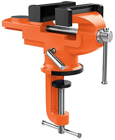 Nuovoware Morsa da Banco Falegname, Girevole Morsa da Tavolo Morsetto da Banco Professionale Strumenti per Falegnameria Carpenteria in Acciaio Robusto Accessori Industriali, Largo 70mm, Arancio