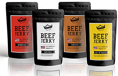 Craftsman Beef Jerky Probierpack Set 4 x 50g (200g) Trockenfleisch Mix Set | Weiderind, Rindfleisch aus Bayern, Handwerklich gefertigt, Super lecker