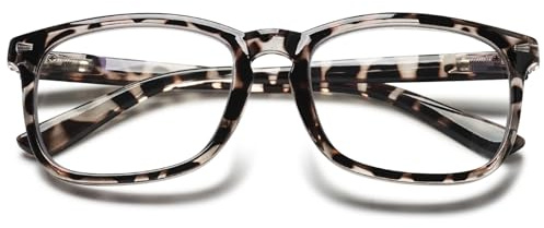 MAGIMODAC Anti-Blaulicht Lesebrille Rechteckige Damen Herren Anti Blaues Leicht Lesebrillen Federscharnier Computer-Lesebrillen Leopard +4.00
