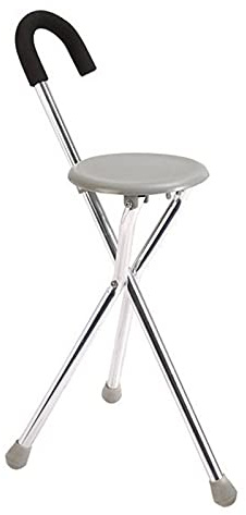 WAOBE Bastón Plegable con Asiento para Personas Mayores, Asiento Portátil para Bastón De Viaje con Capacidad De 220,5 Libras, Sillas Bastón para Caminar (Plata)