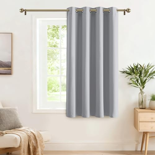 PONY DANCE Wohnzimmer Verdunkelungsvorhang Ösen Thermovorhang Hitzeschutz | 1 Stück H180 x B140 cm, Silbergrau, für Schlafzimmer, Gardinen Blickdicht, Sichtschutz, UV-Schutz, Abdunkelnd, Blackout