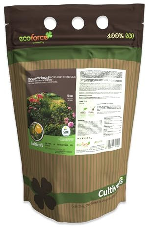CULTIVERS Roca Fosfórica 5 kg. Aporte Natural de Fósforo, Calcio y Hierro. 100% Ecológico. Preparación de Terreno Antes y Durante Cultivo