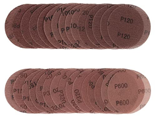 Kcmell 30PCS 125mm Mesh Hook & Loop Sanding Discs, 5 Inch Sanding Pads 80/100/120/150/320/600 Assort Grit, Dust Free Disc Anti-Blocking Long-Lasting Sharp Sandpaper for Car Wood Furniture Floor