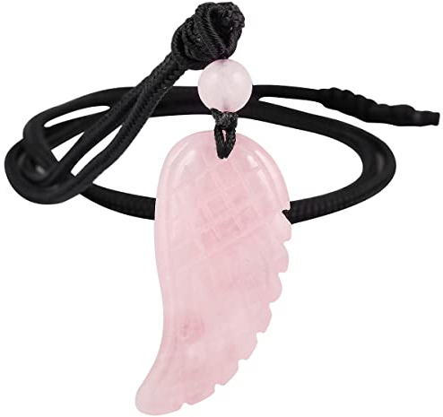 Nupuyai Kristall Stein Engelsflügel Anhänger Kette Damen Herren, Flügel Anhänger Halskette Talisman Amulett Heilstein Kette für Reiki Heilung und Glück