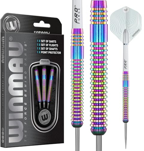 WINMAU Solaris Pro Specialist Dartpfeile-Set, Wolframstahl, mit Flights und Schäften (Stiele)