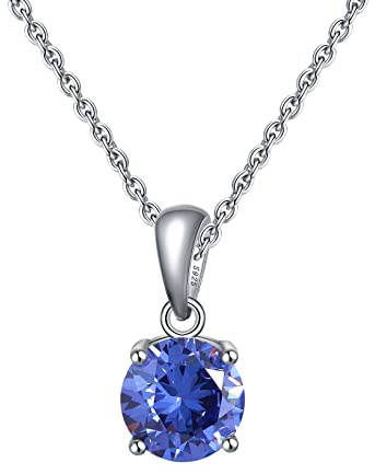 Bellitia Jewelry 925 sterling silver halsband januari månadssten ädelsten hänge med granat, årsdag födelsedagspresent fina smycken presenter till kvinnor flickor, Sterlingsilver, Safir