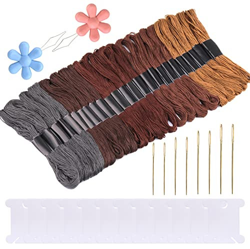 Benlay 25 Stränge Stickgarn set, Braunes Embroidery Thread Mit 12 Garnspulen, Stickgarn Zum Weben Von Armbändern Oder garn Für freundschaftsbänder Oder Stickprojekte