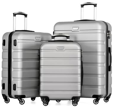 COOLIFE 3 Piece Luggage Set for Family,ABS+PC, Lightweight Durable Suitcase