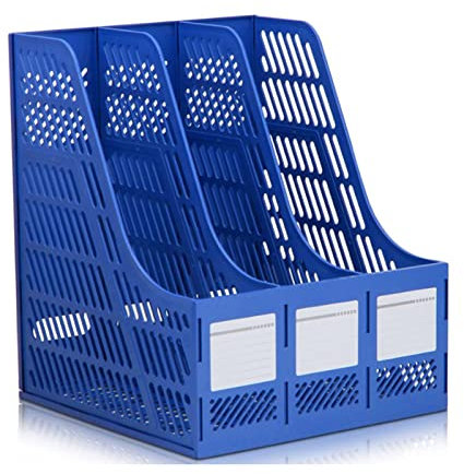 Aktenorganisator Box 3 Fächern Kunststoff Schreibtisch Aufbewahrung Halter Bücherregal Zeitschriften Zeitungshalter Dokumentenhalter für Büro, Zuhause, College, Wohnheim