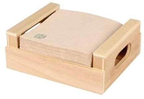 Hostelnovo - Servilletero de Madera - Medidas 10 x 10 - Incluye 50 Servilletas de Cocktail Ecológicas 100% Recicladas