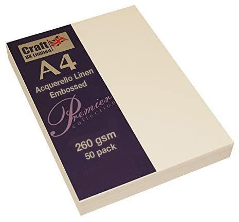 Craft UK 2484 Acquerello Leinen geprägt, 50 Blatt