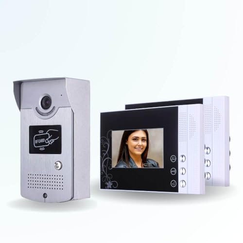 BT Security Portier interphone vidéo Cards 4 Fils - 2 écrans Noirs - avec Lecteur de Badge
