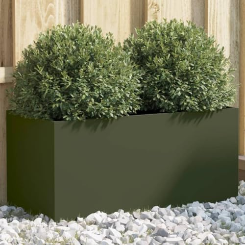 ShCuShan Jardinera de exterior, huerto vertical elevado de exterior para balcón y jardín, mini huerto elevado para plantas, jardín vertical de exterior, impermeable, jardinera verde oliva, 62 x 30 x