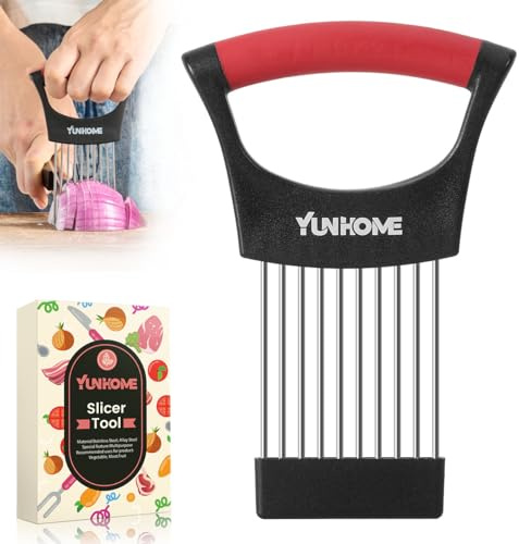 Onion Holder for Slicing, Lemon Slicer, Onion Cutter for Slicing of Tomato, Avocados, Eggs and Other Vegetables, Vegetable Chopper, Home Essentials & Kitchen Gadgets Tool for Food Prep