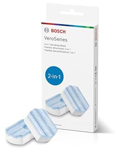 Bosch Descaling Tablets for VeroCafe Espresso Machines - 2-in-1 Descaler and Cleaner, Removes Limescale, Corrosion Buildup - Accessory for VeroCafe, 3 Tabs - TCZ8002US
