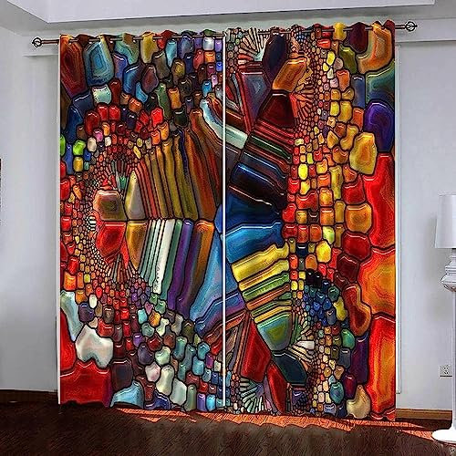 Blickdicht Blackout Vorhang Mit Ösen Schalldämmend Gardinen Polyester 3D Bedruckt Farbige Verzierte Edelsteine Für Wohnzimmer Schlafzimmer Kinder Oder Babyzimmer - Verdunkelungsvorhänge-7O1F0R9P3D9