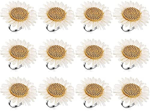 Sefdrert , Blumen-, Sonnenblumen-Serviettenhalter, Gänseblümchen-Schnallen, Halter für Tischdekoration, 12 Stück