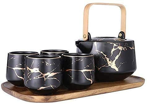 CCKUHN Tazze da tè Bollitore da tè per la casa Set di teiere in Ceramica Giapponese Set di teiere in Ceramica Fatto a Mano Pezzi Tazza da Sake Giapponese Set da tè Bollitori marmorizzati