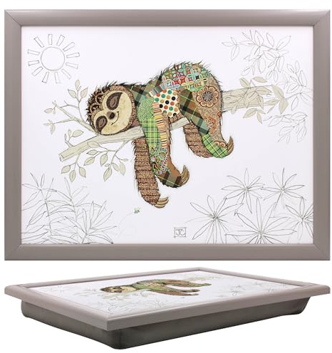 Lesser & Pavey Bug Art Simon Sloth Plateau avec pouf pour servir des plats | Jolis plateaux pour manger sur les genoux pour le dîner ou le déjeuner | Plateaux alimentaires nouvellement conçus pour les