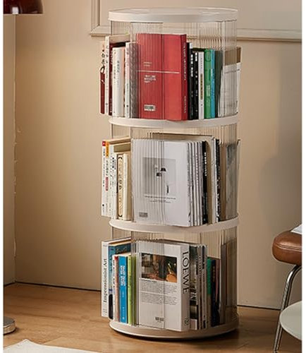 Pllrbvshs 3/4/5-stöckiger Rotierender Bücherregal-Turm, Transparentes Acryl Rotierendes Bücherregal Aufbewahrungsregal, Kleines Eck-Bücherregal für Kleine Räume, 360° Drehbares Bücherregal.(3-Tier)