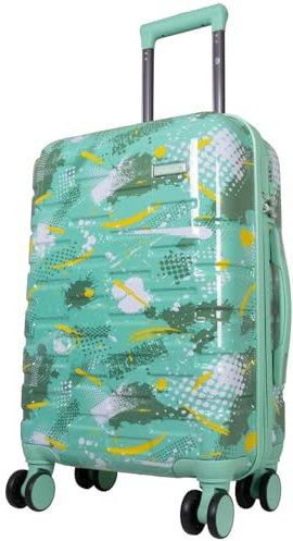 Warenhandel König Hartschalen Koffer Trolley Cespara Handgepäck mit modernem Motiv Print - Farbe Grün - Gr. M