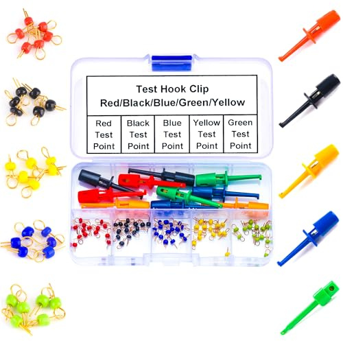 Tcenofoxy PCB Mount Assortment Kit,PCB Test Point & Test Hook Clip, 6 Colors Test Point Pin and Test Hooks Clips Spring Hook Clip PCB Board Breadboard Kit (TC-PCB-Test)