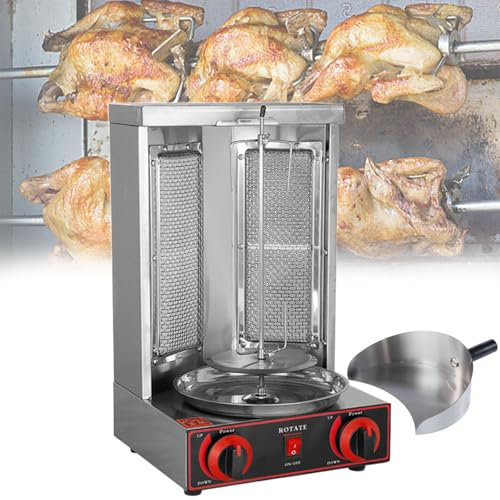 Beachtiful Máquina de Kebab Doner a Gas, Asador Vertical para Asar Doner Kebab Gyro Grill, con 2 Quemadores, para Cocina de Restaurante en Casa,Pan