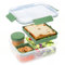 Bugucat Lunchbox Erwachsene 1600ML, Auslaufsichere Brotdose Bento Box Erwachsene mit Fächern, Lunchbox Kinder Salatbox to Go mit Soßenbox, Snackbox Frühstücksbox für Schule Picknick Büro, Grün