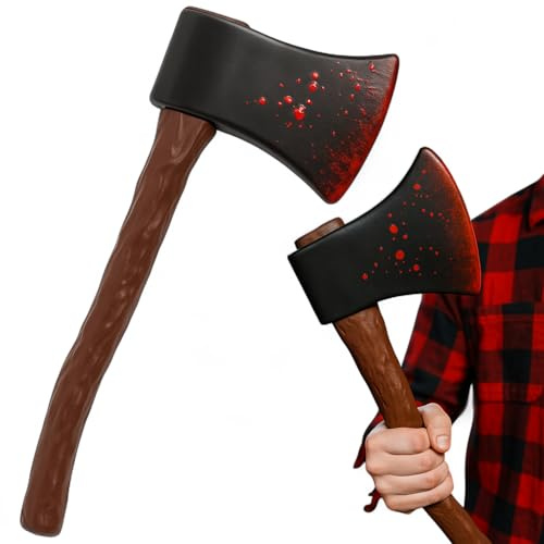 Mijoma Ascia sanguinante 40x16 cm - Oggetti spaventosi per costumi Halloween, realizzati in plastica