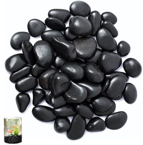ARCPNRT Kieselsteine,Schwarz Polierte Flusssteine, Polierte Schwarze Kieselsteine, Dekorative Flusssteine,für Landschaftsbau, Heimdekoration, Handwerk, Kunstprojekte 1-2 cm, 1kg