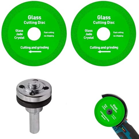 2 Pcs Glass Cutting Disc 125mm Saw Blade Wheel Diamond Cutting Blade with Angle grinder pressure plate for Glass Ceramic Marble Cutting for Angle Grinder