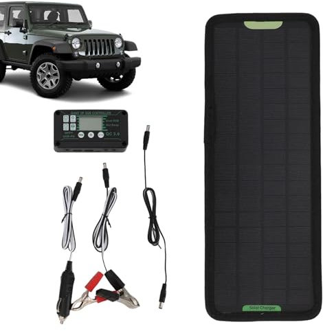 Kit de panneau solaire de batterie – Chargeur de panneau solaire pour voiture | Chargeur de panneau solaire de batterie de voiture 24 V | Panneau solaire d'hiver avec sangle arrière | Chargeur solaire