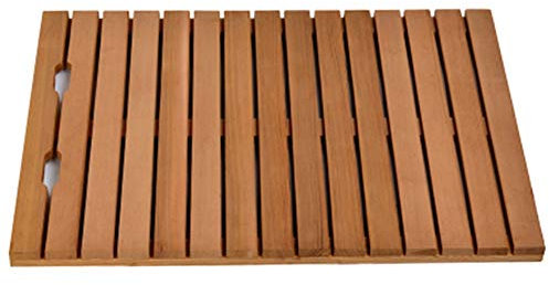 Duschmatte aus natürlichem rotem Zedernholz, rechteckig, wasserdicht, für Badezimmer, Badewannen, Sauna, Pool, Bodenmatten, umweltfreundlich, rutschfeste Holzmatte für Spa, Heimdekoration (Farbe: Rot,