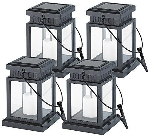 Lunartec Solar LED Lampe: 4er-Set Solar-LED-Laternen in asiatischem Design, zum Aufhängen, Akku (Laterne Garten zum Hängen, Kleine Solarlaterne, Tischleuchte Batterie)