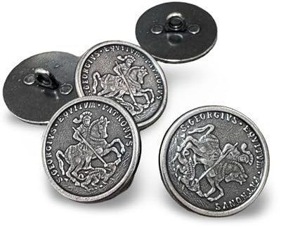 10 stycken metallknappar, silver, grå, st. Georg, ryttare, häst, 23 mm, kostymknapp, Janker, kostymjacka