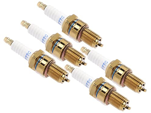 MOBUTOFU Bujías para Generador Eléctrico y Cortacésped, Accesorios para Tractor, 5 Piezas F7tc, Acero al Carbono, Compatibles Motor 4 Tiempos, Repuestos de Ignición para Equipos