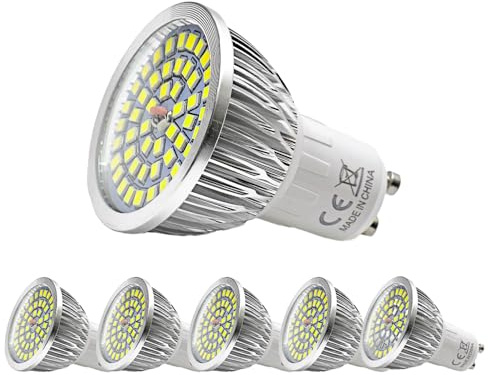 HUAMu GU10 LED Reflektorlampe, KaltesWeiß 6000K, 5W Ersetzt 50W Halogen Leuchtmittel, 550Lm, 120° Abstrahlwinkel, Nicht-Dimmbar, 6er Pack