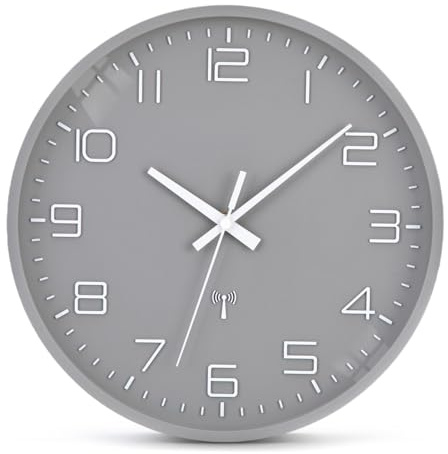 Epochic Wanduhr Funk Lautlos Funkuhr Wand Batteriebetrieben 30cm | Funkwanduhr mit Nacht-Stopp Modus, 3D-Zahlen Einfach zu Lesen, Wanddekoration für Wohnzimmer Küche Schlafzimmer Büro