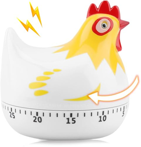 Xoeryoy Kitchen Timer, 2.5x2.6 Chicken Shaped Egg Timer with Loud Alarm, 60 Minute ABS Plastic Kitchen Timers for Cooking, Boiling Eggs