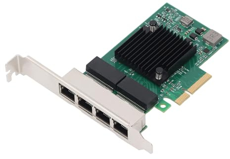 ZASCHMOY Hochgeschwindigkeits-Gigabit-PCIE X4-Netzwerkkarte mit 4 Port 1000 Mbit/S Ethernet-Adapter mit 8 LED-Indikatoren und BCM5719-Chipsatz für Desktop-PC, Workstation und Server