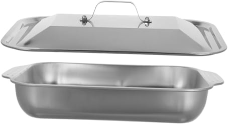 VERDANVERSE Stainless Steel Grilled Fish Pan Deep Baking Tray Rectangular Tray for Family Meals and BBQ Easy to Clean