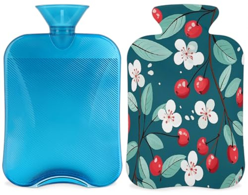 Borsa dell'acqua calda con coperchio, 2 l, per alleviare il dolore, collo morbido e spalle, mani e piedi, impacco caldo e freddo, per adulti e bambini