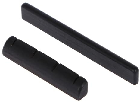 Milisten 4 Saiten Ersatz Bridge Sattel und Nut aus Ebenholz für Kleine Ukulele und Gitarre Langlebig Zuschneidbar Verbessert Spielkomfort und Klangqualität