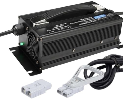 WLEJSL Chargeur Électrique 48 V 20 A pour Chariot Élévateur avec Prise Anderson 50 A/120 A/175 A/350 A pour Transpalettes, Autolaveuses et Batteries de Voiturettes de Golf,50A