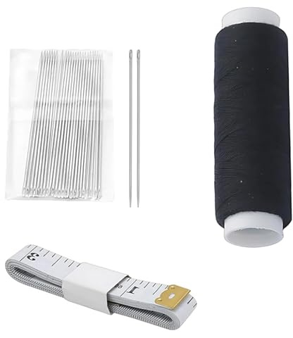 3 Pcs Thread and Needle Kit,Household Needle and Thread Kit, Black Threads Sewing Needles Tape Measure,for Sewing Machine, Beginners Suitable Hand and Household DIY Accessories