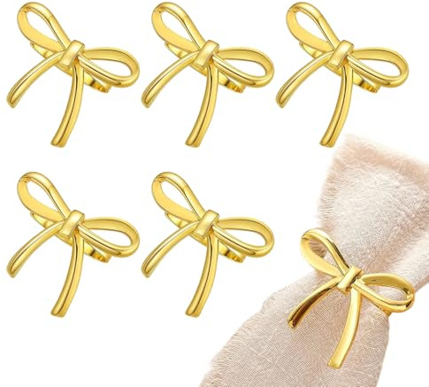 Ofcwoa Servilleteros Dorados | Elegante Hebilla en Forma de 6 Piezas | Soporte para Manteles - para Mesa, Comedor, Boda, Navidad, Decoración y Celebraciones
