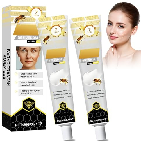 2 Stück Bienengift Faltencreme,Bienengift Anti-Falten-Creme,Feuchtigkeitsspendende Anti-Aging Creme mit Straffender Wirkung,Bee Venom Pflege für Gesicht und Hals,Schnell Wirksame Hautstraffung,20g
