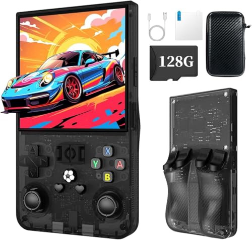 Consola de Juegos portátil Retro R36Max, Tarjeta TF integrada de 128 GB, Sistema Linux de código Abierto, Pantalla IPS OCA HD MIPI de 4 Pulgadas, Consola de Videojuegos portátil